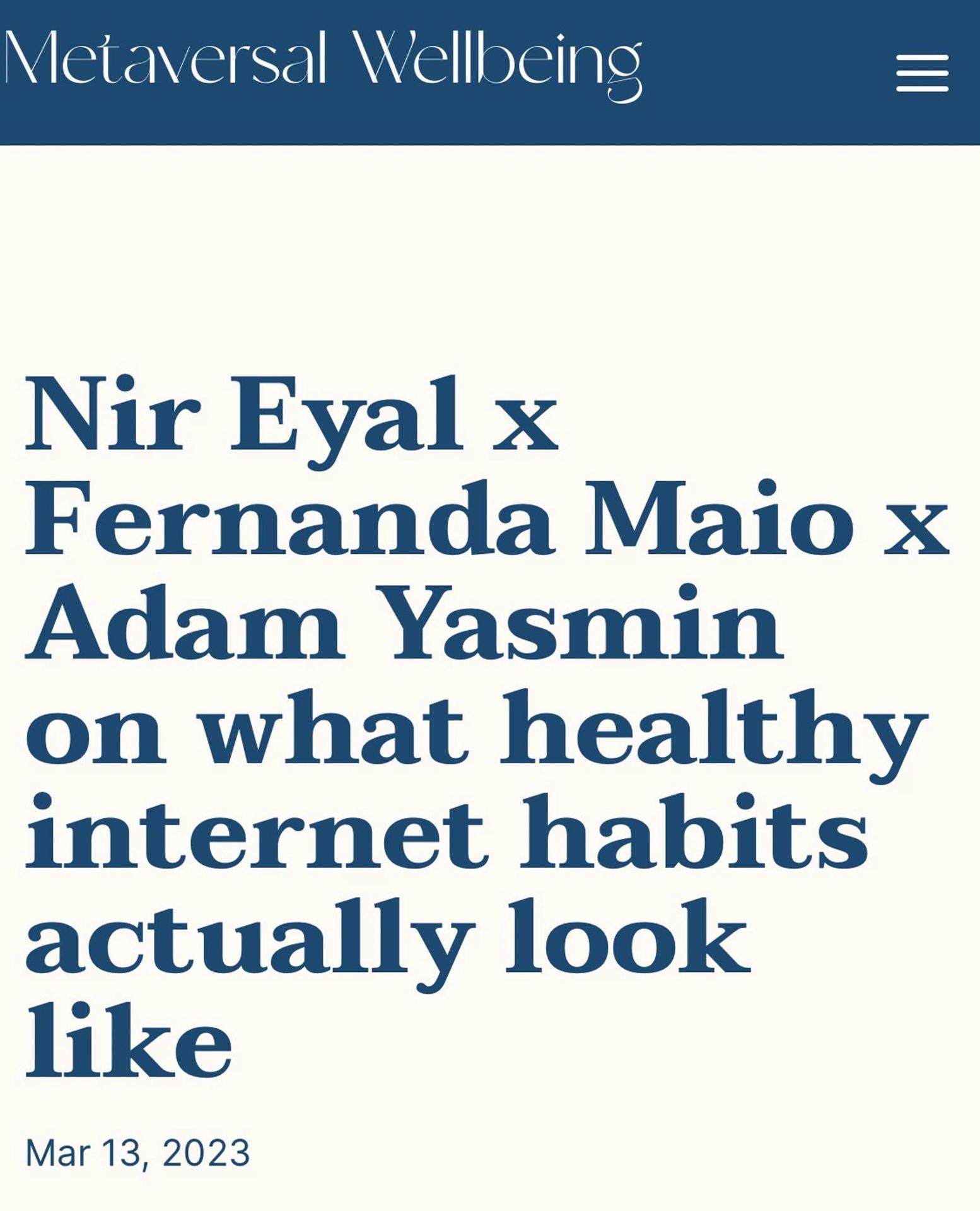 Metawell blog post on what healthy internet habits actually look like